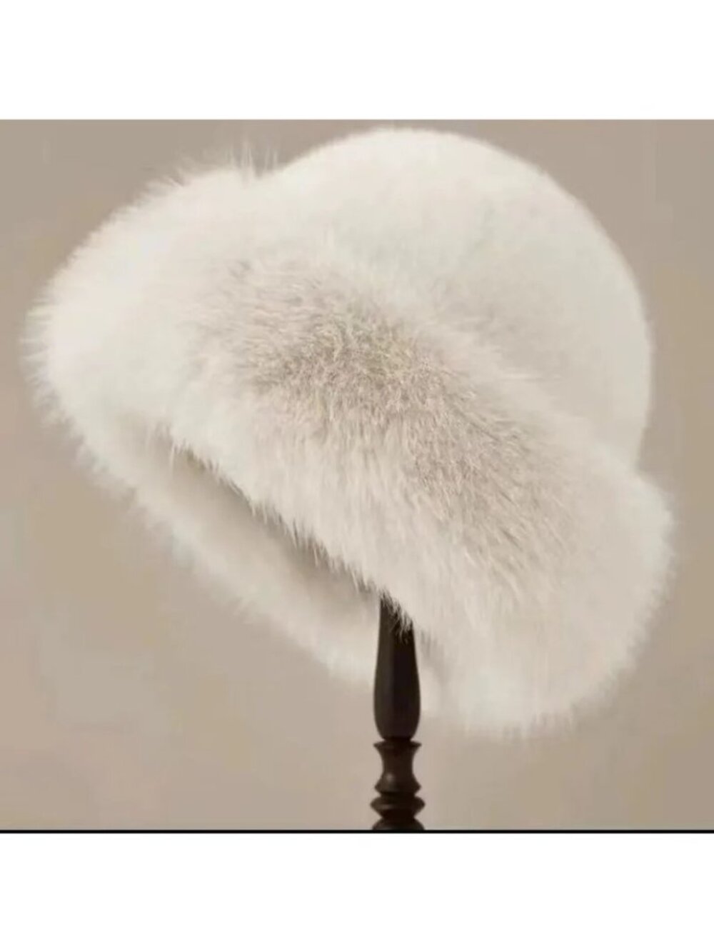 2/$30 Faux Fur Mink Milky White OS Hat Brimless Plush Fluffy Skiing Warm - Picture 3 of 8